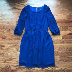 Cobalt blue sheer overlay dress